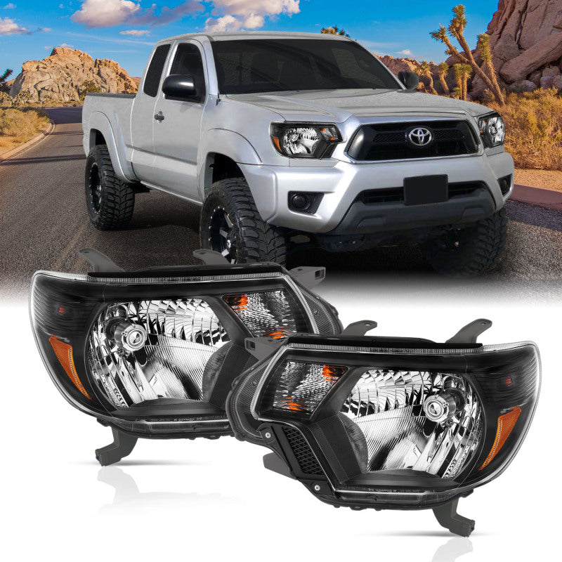 ANZO 2012-2015 Toyota Tacoma Crystal Headlights Black-Headlights-ANZO-ANZ111395-SMINKpower Performance Parts