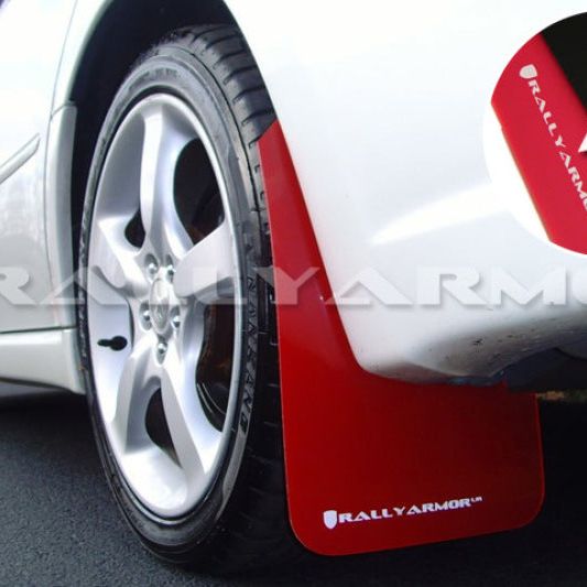 Rally Armor 05-09 Subaru Legacy GT / Outback Red UR Mud Flap w/ White Logo-Mud Flaps-Rally Armor-RALMF4-UR-RD/WH-SMINKpower Performance Parts