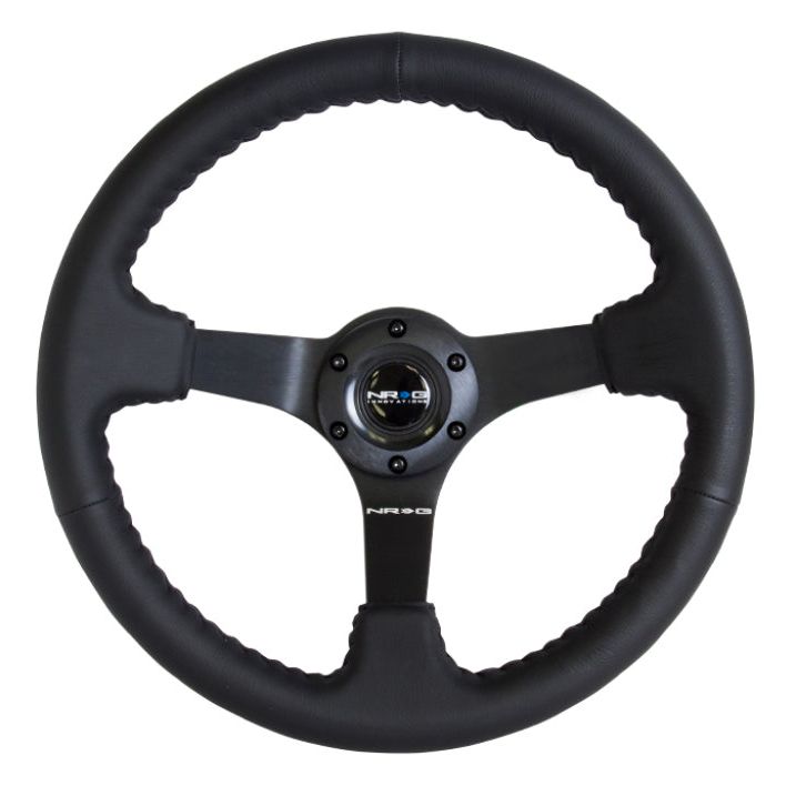 NRG Reinforced Steering Wheel (350mm / 3in. Deep) Bk Leather w/Bk BBall Stitch (Odi Bakchis Edition) - SMINKpower Performance Parts NRGRST-036MB-R NRG