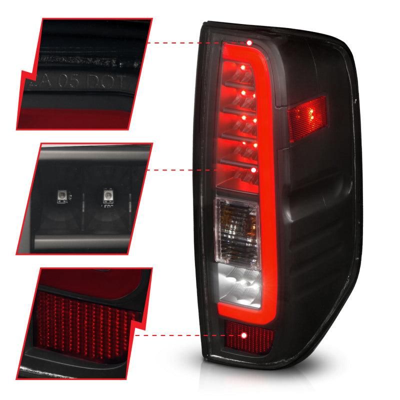 ANZO 2005-2021 Nissan Frontier LED Taillights Black Housing/Smoke Lens - SMINKpower Performance Parts ANZ311444 ANZO