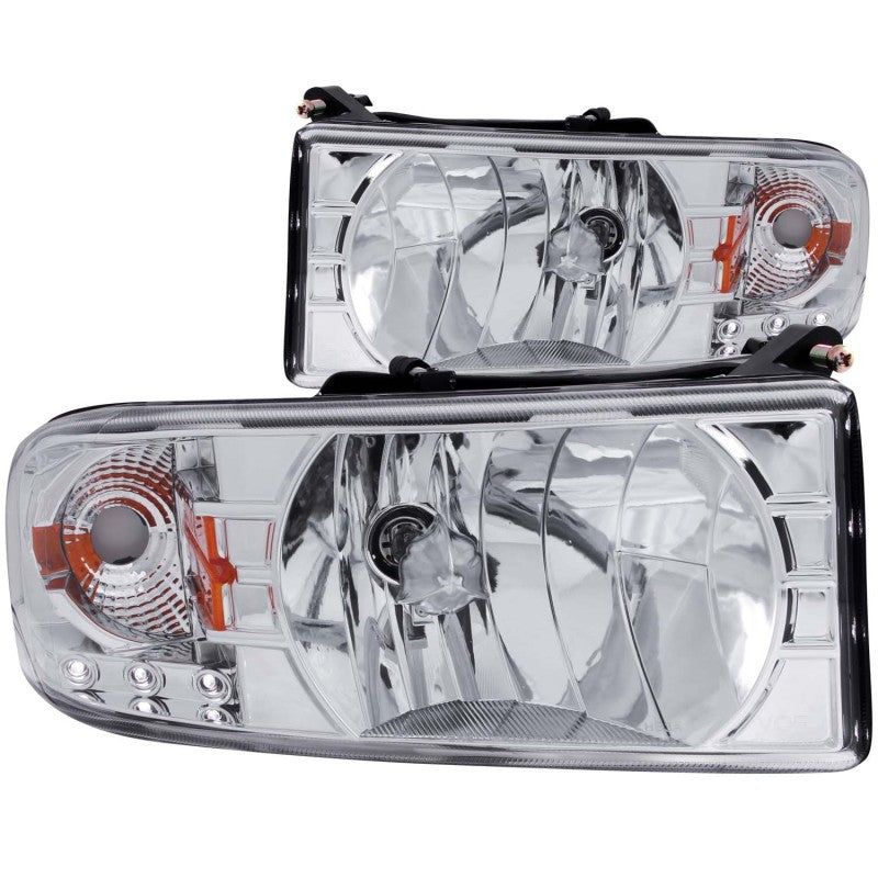 ANZO 1994-2001 Dodge Ram Crystal Headlights Chrome w/ LED-Headlights-ANZO-ANZ111206-SMINKpower Performance Parts