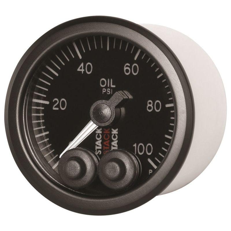 Autometer Stack Instruments Pro Control 52mm 0-100 PSI Oil Pressure Gauge - Black (1/8in NPTF Male) - SMINKpower Performance Parts ATMST3502 AutoMeter
