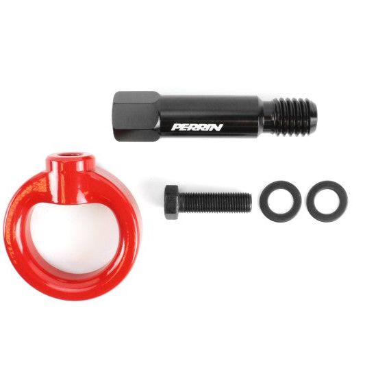 Perrin 2020 Toyota Supra Tow Hook Kit (Rear) - Red-Tow Hooks-Perrin Performance-PERPTP-BDY-250RD-SMINKpower Performance Parts
