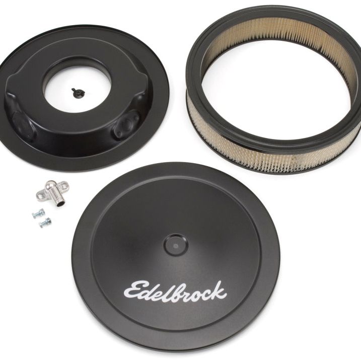 Edelbrock Air Cleaner Pro-Flo Series Round Steel Top Paper Element 14In Dia X 3 75In Dropped Base-Air Filters - Universal Fit-Edelbrock-EDE1223-SMINKpower Performance Parts