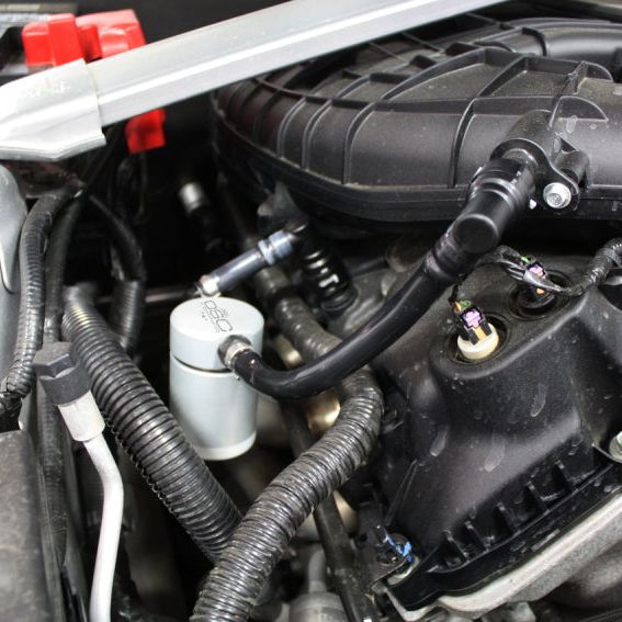 J&L 11-17 Ford Mustang V6 Passenger Side Oil Separator 3.0 - Clear Anodized-Oil Separators-J&L-JLT3014P-C-SMINKpower Performance Parts