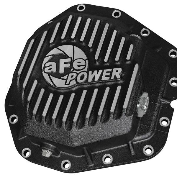 aFe Power Rear Diff Cover Black w/Machined Fins 17 Ford F-350/F-450 6.7L (td) Dana M300-14 (Dually) - SMINKpower Performance Parts AFE46-70382 aFe