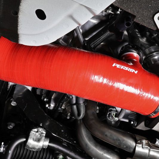 Perrin 2022+ Subaru WRX Red 3in Turbo Inlet Hose w/ Nozzle-Hoses-Perrin Performance-PERPSP-INT-425RD-SMINKpower Performance Parts