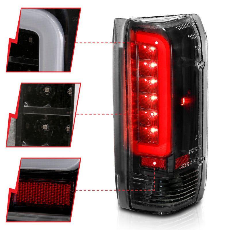 ANZO 1987-1996 Ford F-150 LED Taillights Black Housing Clear Lens (Pair)-Tail Lights-ANZO-ANZ311350-SMINKpower Performance Parts