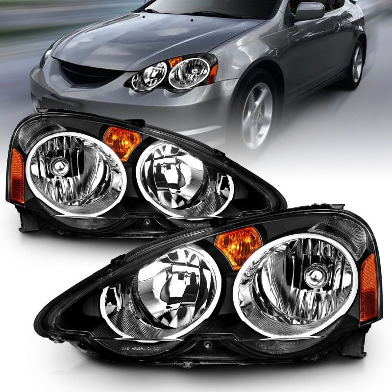 ANZO 2002-2004 Acura Rsx Crystal Headlights Black-Headlights-ANZO-ANZ121209-SMINKpower Performance Parts