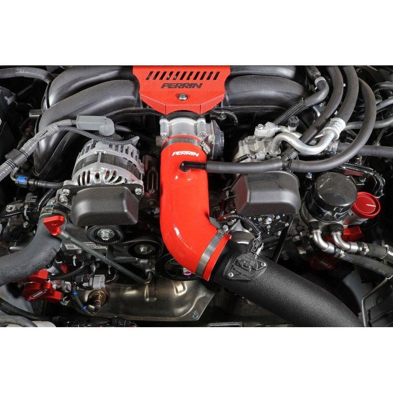 Perrin 22-23 Subaru BRZ/Toyota GR86 Silicone Inlet Hose (3in. ID / SS Wire) - Red - SMINKpower Performance Parts PERPSP-INT-432RD Perrin Performance