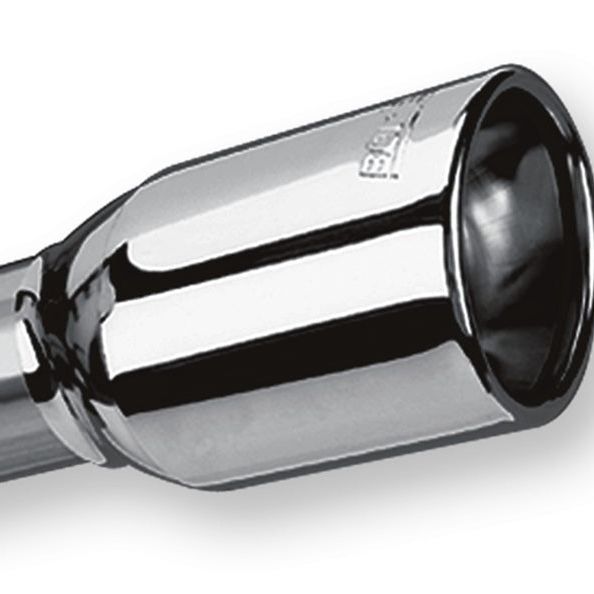 Borla Universal Polished Tip Single Oval Rolled Angle-Cut w/Clamp (inlet 2 1/4in. Outlet 3 5/8 x 2 1-Tips-Borla-BOR20153-SMINKpower Performance Parts