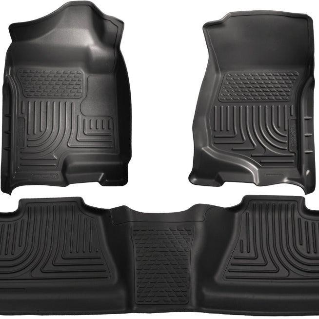 Husky Liners 07-12 Chevy Silverado/GMC Sierra Crew Cab WeatherBeater Combo Black Floor Liners-Floor Mats - Rubber-Husky Liners-HSL98201-SMINKpower Performance Parts