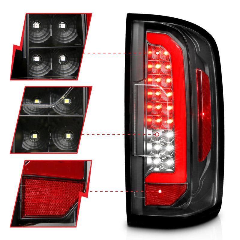 ANZO 15-21 Chevrolet Colorado Full LED Tail Lights w/ Red Lightbar Black Housing Clear Lens - SMINKpower Performance Parts ANZ311432 ANZO