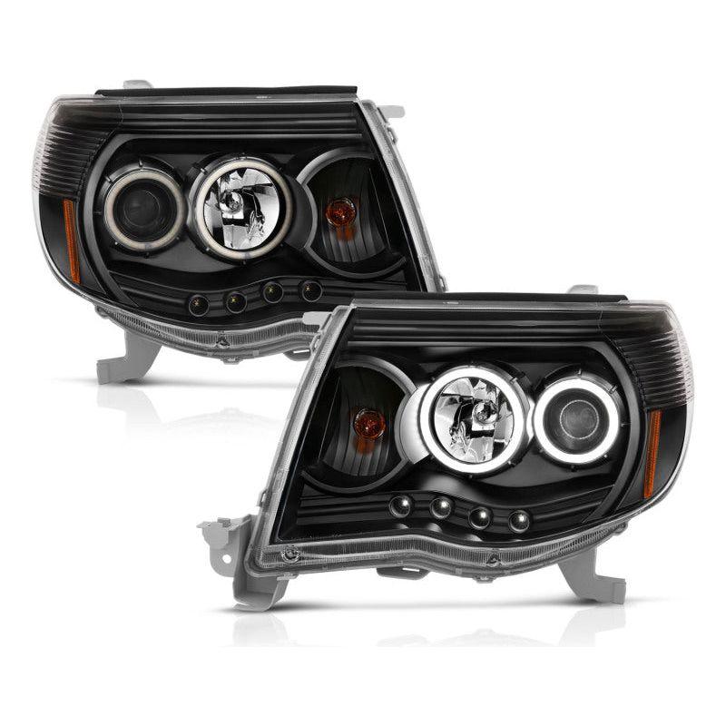 ANZO 2005-2011 Toyota Tacoma Projector Headlights w/ Halo Black-Headlights-ANZO-ANZ121282-SMINKpower Performance Parts