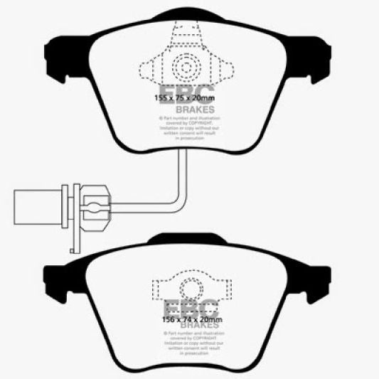 EBC 05-08 Audi A4 2.0 Turbo Greenstuff Front Brake Pads-Brake Pads - Performance-EBC-EBCDP21495-SMINKpower Performance Parts