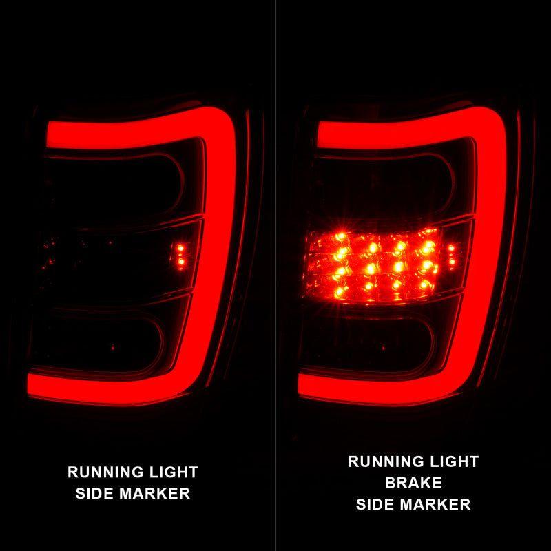 ANZO 1999-2004 Jeep Grand Cherokee LED Tail Lights w/ Light Bar Chrome Housing Red/Clear Lens - SMINKpower Performance Parts ANZ311396 ANZO