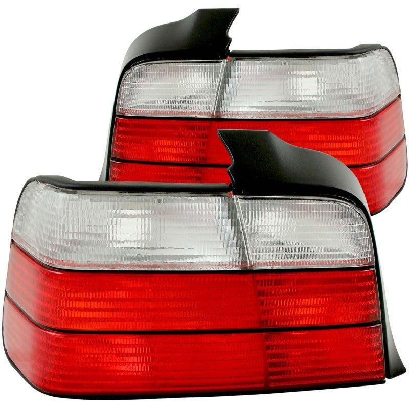 ANZO 1992-1998 BMW 3 Series E36 Sedan Taillights Red/Clear-Tail Lights-ANZO-ANZ221216-SMINKpower Performance Parts