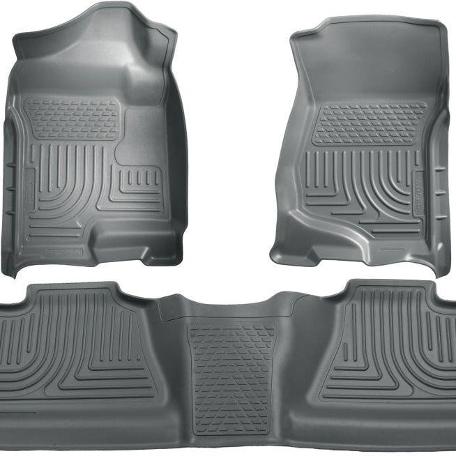 Husky Liners 07-12 Chevy Silverado/GMC Sierra Crew Cab WeatherBeater Combo Gray Floor Liners-Floor Mats - Rubber-Husky Liners-HSL98202-SMINKpower Performance Parts