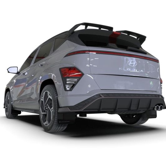 Rally Armor 2024 Hyundai Kona N Line Black UR Mud Flap w/ Grey Logo-Mud Flaps-Rally Armor-RALMF103-UR-BLK-GRY-SMINKpower Performance Parts