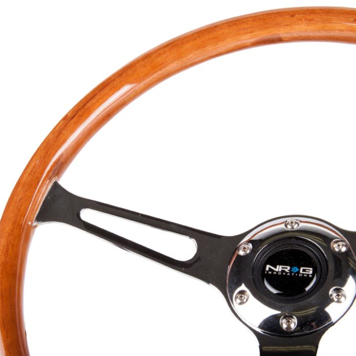NRG Reinforced Steering Wheel (360mm) Classic Wood Grain w/Chrome Cutout 3-Spoke Center-Steering Wheels-NRG-NRGRST-360SL-SMINKpower Performance Parts