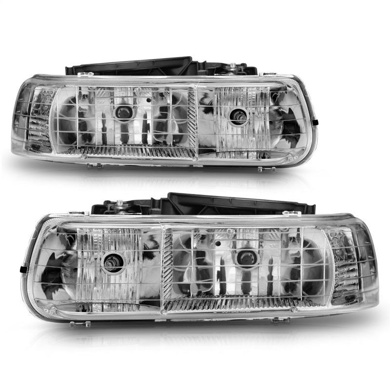 ANZO 1999-2002 Chevrolet Silverado 1500 Crystal Headlights Chrome-Headlights-ANZO-ANZ111011-SMINKpower Performance Parts