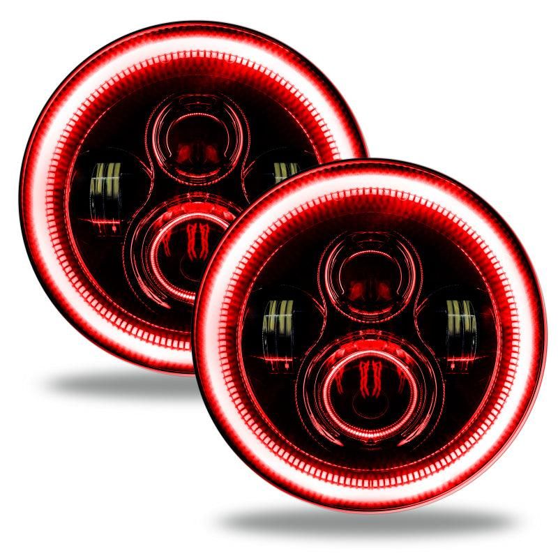 Oracle 7in High Powered LED Headlights - Black Bezel - Red - SMINKpower Performance Parts ORL5769-003 ORACLE Lighting