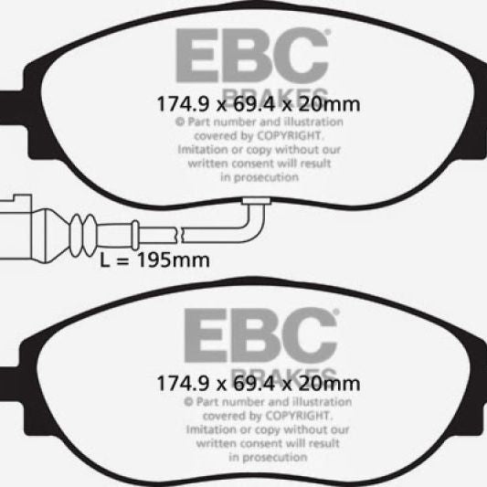 EBC 12+ Volkswagen CC 3.6 Greenstuff Front Brake Pads-Brake Pads - Performance-EBC-EBCDP22127-SMINKpower Performance Parts