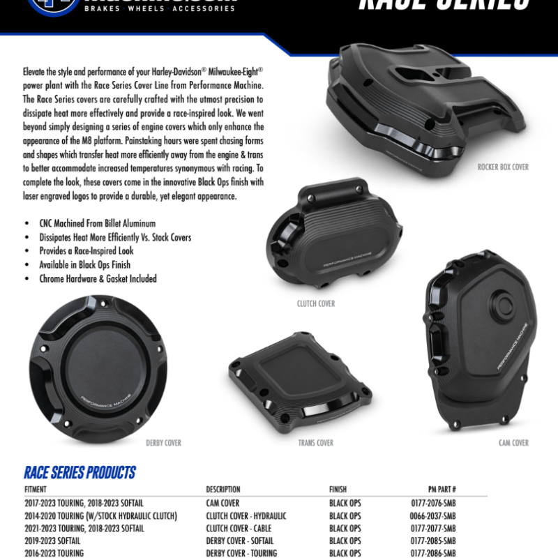 Performance Machine Cable Clutch Cover Race Series - Black Ops-Engine Covers-Performance Machine-PFM0177-2077-SMB-SMINKpower Performance Parts