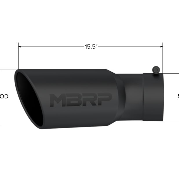 MBRP Universal Tip 6in OD 5in Inlet 15.5in Length 30 Deg Bend Angled Rolled End Black-Tips-MBRP-MBRPT5154BLK-SMINKpower Performance Parts