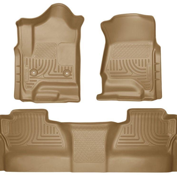 Husky Liners 14 Chevrolet Silverado/GMC Sierra WeatherBeater Tan Front & 2nd Seat Floor Liners-Floor Mats - Rubber-Husky Liners-HSL98233-SMINKpower Performance Parts