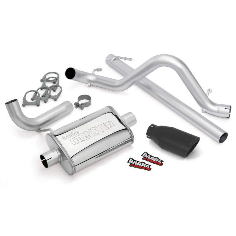 Banks Power 07-11 Jeep 3.8L Wrangler - 2dr Monster Exhaust System - SS Single Exhaust w/ Black Tip-Catback-Banks Power-GBE51321-B-SMINKpower Performance Parts