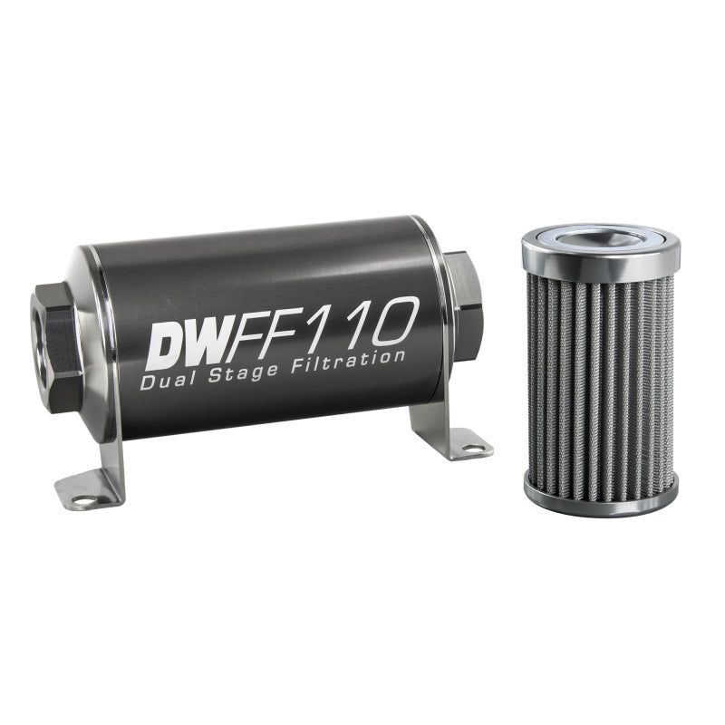 DeatschWerks Stainless Steel 10AN 100 Micron Universal Inline Fuel Filter Housing Kit (110mm)-Fuel Filters-DeatschWerks-DWK8-03-110-100K-SMINKpower Performance Parts