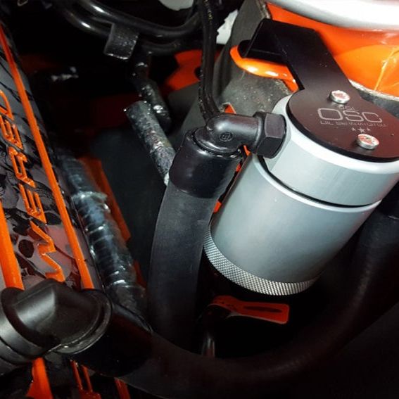 J&L 2011-2017 Ford Mustang GT Driver Side Oil Separator 3.0 - Clear Anodized-Oil Separators-J&L-JLT3011D-C-SMINKpower Performance Parts