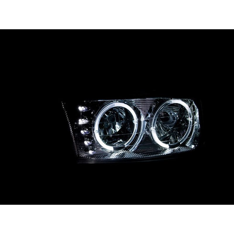 ANZO 1999-2006 Gmc Sierra 1500 Crystal Headlights w/ Halo and LED Chrome-Headlights-ANZO-ANZ111208-SMINKpower Performance Parts