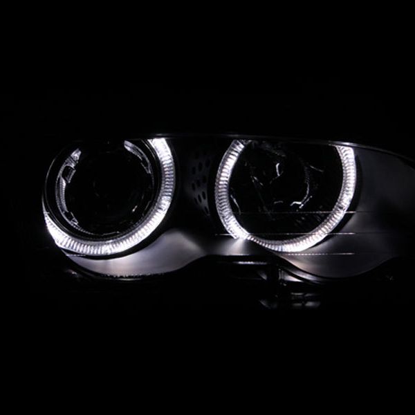 ANZO 1999-2001 BMW 3 Series E46 Projector Headlights w/ Halo Black-Headlights-ANZO-ANZ121015-SMINKpower Performance Parts