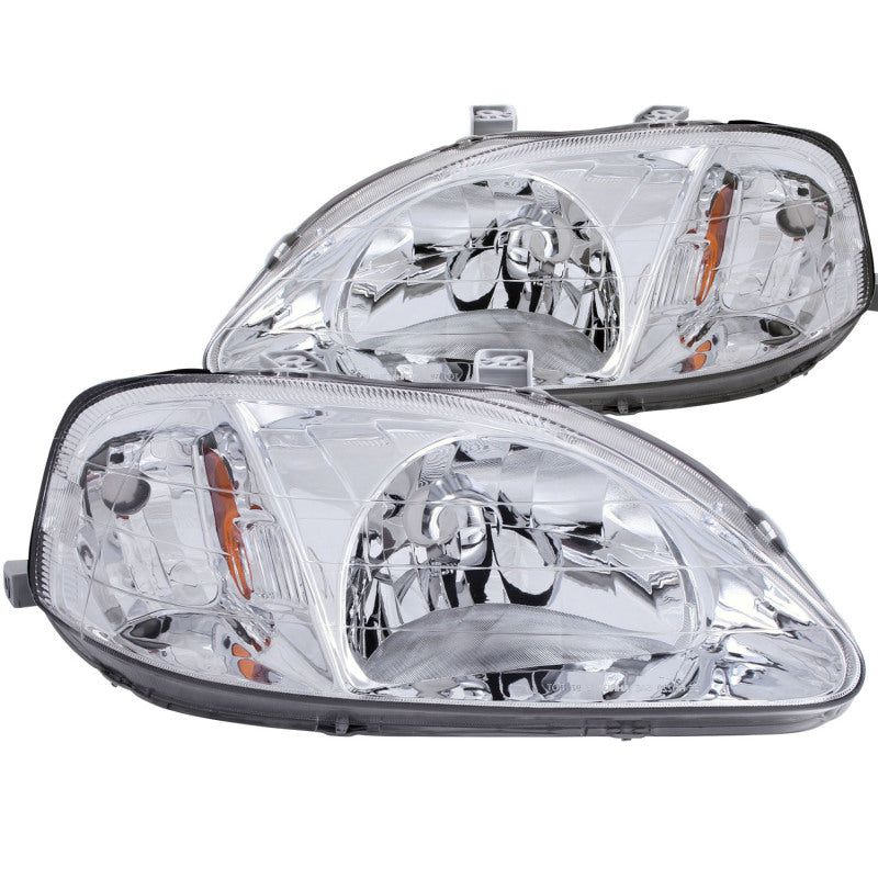 ANZO 1999-2000 Honda Civic Crystal Headlights Chrome-Headlights-ANZO-ANZ121179-SMINKpower Performance Parts