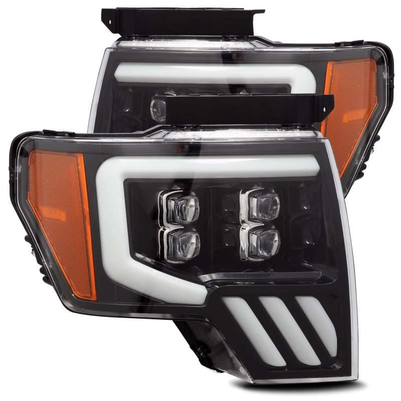 AlphaRex 09-14 Ford F-150 NOVA LED Proj Headlights Plank Style Gloss Black w/Activ Light/Seq Signal-Headlights-AlphaRex-ARX880190-SMINKpower Performance Parts