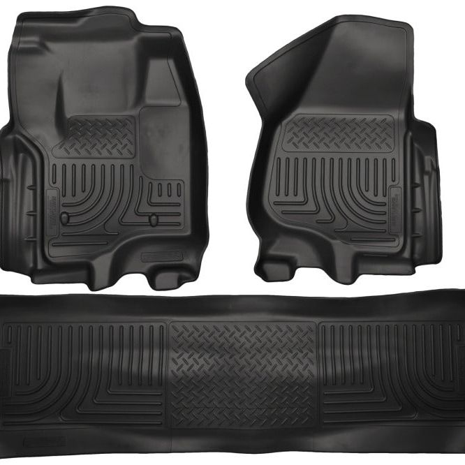 Husky Liners 2012.5 Ford SD Crew Cab WeatherBeater Combo Black Floor Liners (w/o Manual Trans Case)-Floor Mats - Rubber-Husky Liners-HSL99711-SMINKpower Performance Parts