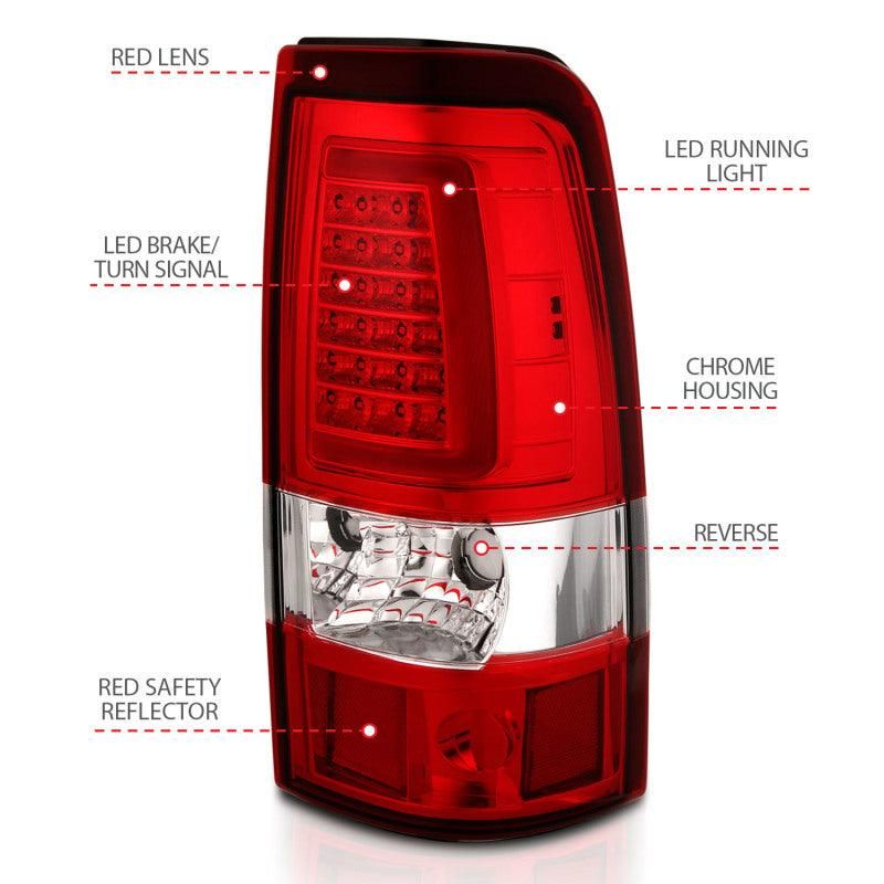 ANZO 2003-2006 Chevy Silverado 1500 LED Taillights Plank Style Chrome With Red/Clear Lens - SMINKpower Performance Parts ANZ311335 ANZO