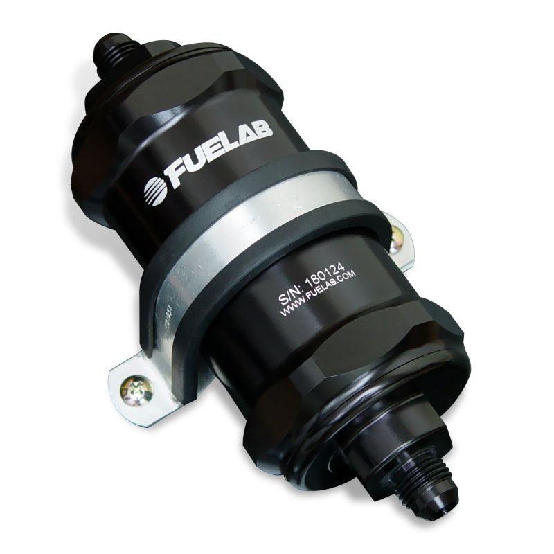Fuelab 818 In-Line Fuel Filter Standard -6AN In/Out 40 Micron Stainless - Black-Fuel Filters-Fuelab-FLB81811-1-SMINKpower Performance Parts