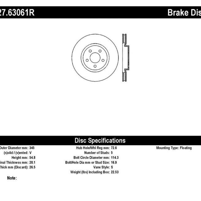 StopTech 05-09 Chrysler 300 (5.7L V8 exc SRT-8) Front Right Slotted & Drilled Rotor-Brake Rotors - Slot & Drilled-Stoptech-STO127.63061R-SMINKpower Performance Parts