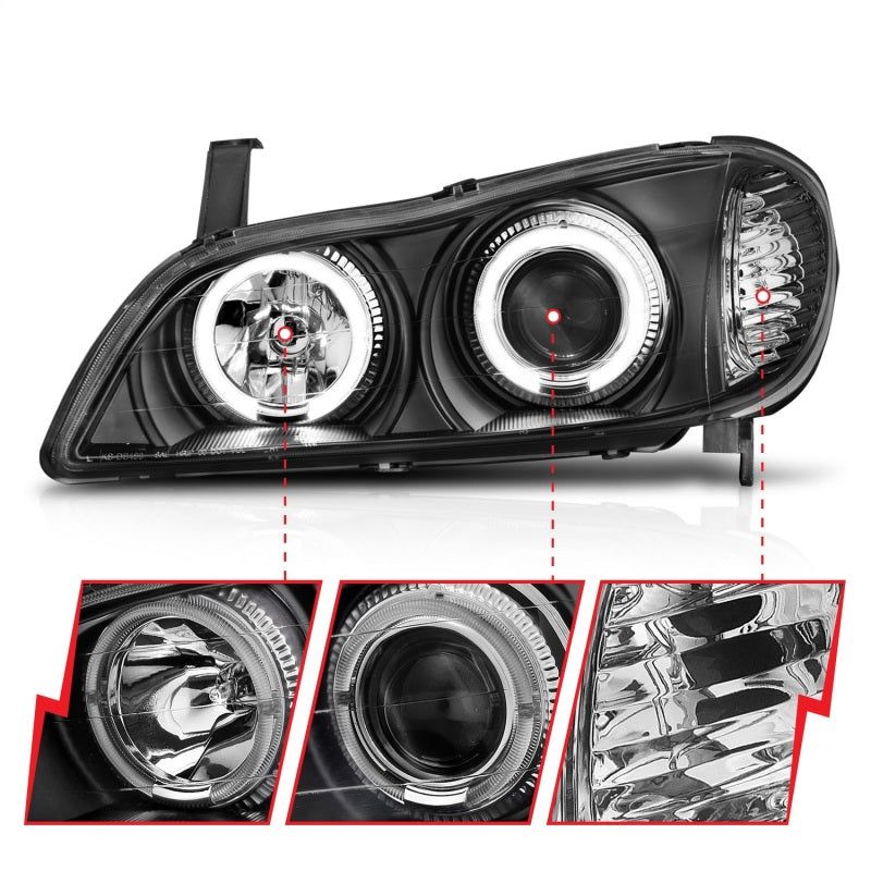 ANZO 2000-2004 Infiniti I30 Projector Headlights w/ Halo Black-Headlights-ANZO-ANZ121077-SMINKpower Performance Parts