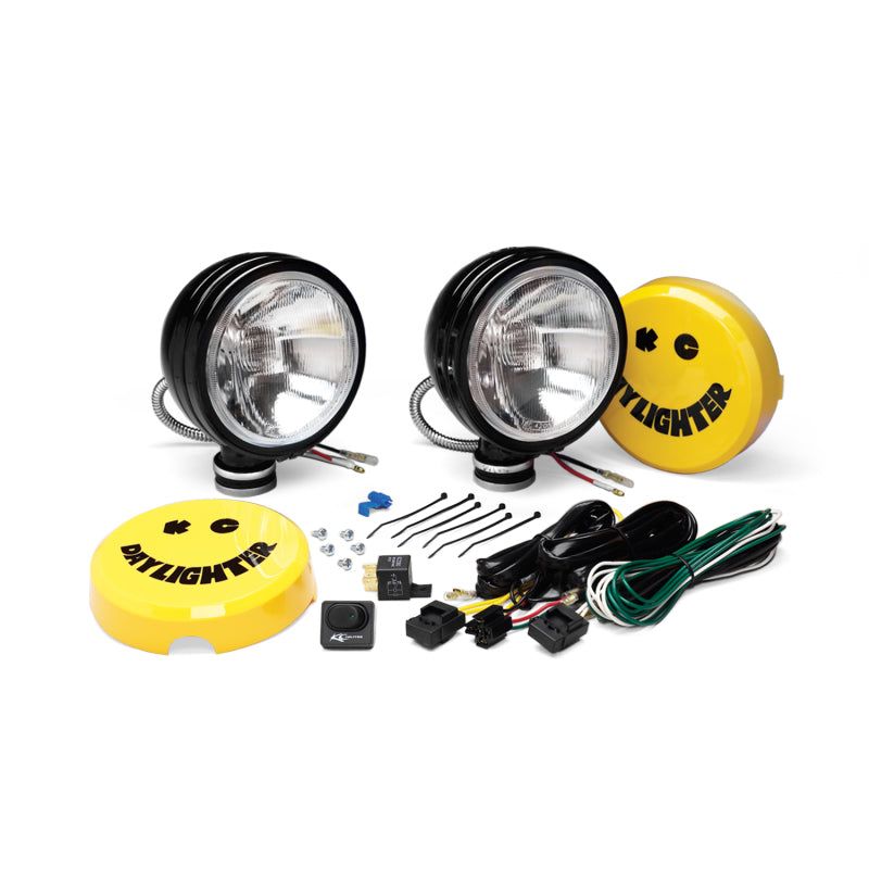 KC HiLiTES Daylighter 6in. Halogen Light 100w Spread Beam (Pair Pack System) - Black SS-Light Bars & Cubes-KC HiLiTES-KCL234-SMINKpower Performance Parts