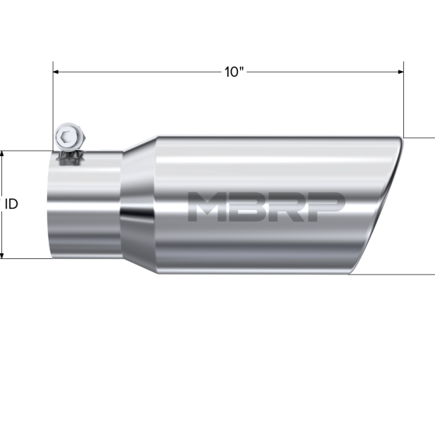 MBRP Universal Tip 4in OD 3in Inlet 10in Length Angled Rolled End T304-Steel Tubing-MBRP-MBRPT5155-SMINKpower Performance Parts