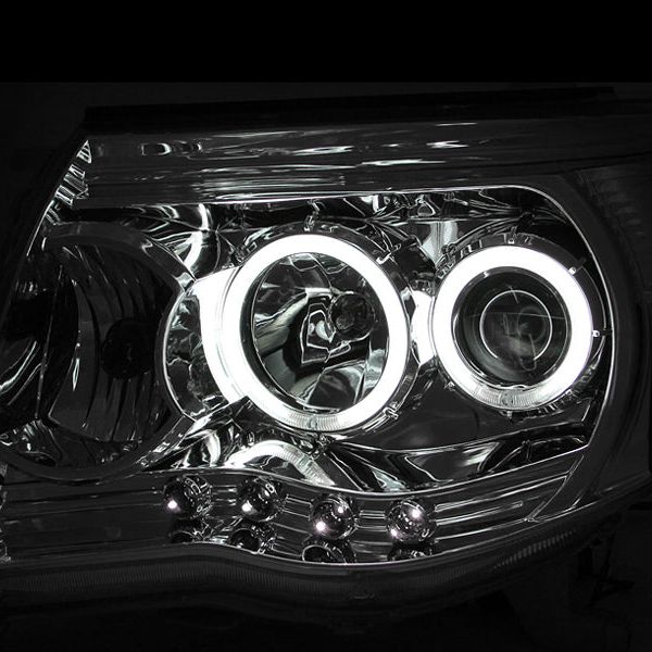 ANZO 2005-2011 Toyota Tacoma Projector Headlights w/ Halos Chrome-Headlights-ANZO-ANZ121281-SMINKpower Performance Parts