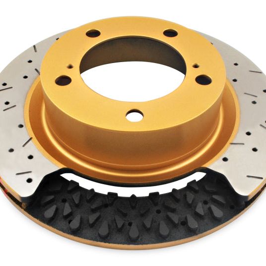 DBA 03-05 Evo 8/9 Front Drilled & Slotted 5000 Series 2 Piece Rotor Assembled w/ Gold Hat - SMINKpower Performance Parts DBA52218GLDXS DBA