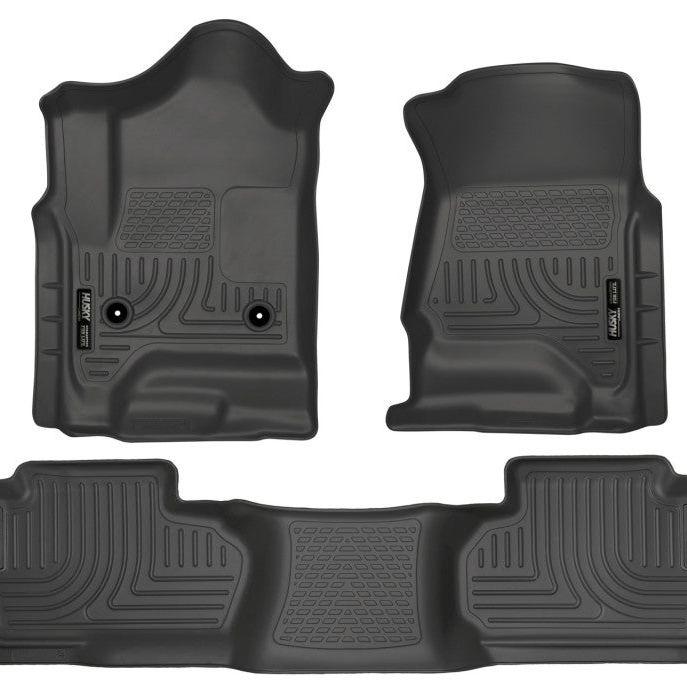 Husky Liners 14 Chevrolet Silverado/GMC Sierra Dbl Cab WeatherBeater Black Front&2nd Seat Floor Line-Floor Mats - Rubber-Husky Liners-HSL98241-SMINKpower Performance Parts