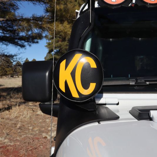 KC HiLiTES 6in. Round Soft Cover (Pair) - Black w/Yellow KC Logo - SMINKpower Performance Parts KCL5102 KC HiLiTES