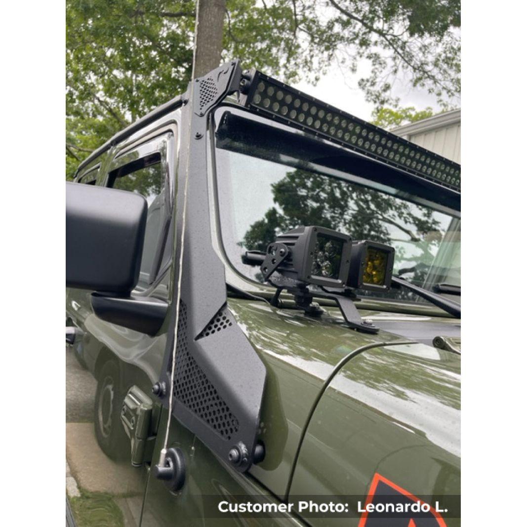 Go Rhino 18-20 Jeep Wrangler JL/JLU/Gladiator JT XE Windshield Light Bar Mount - 50in Single Row - SMINKpower Performance Parts GOR730500T Go Rhino