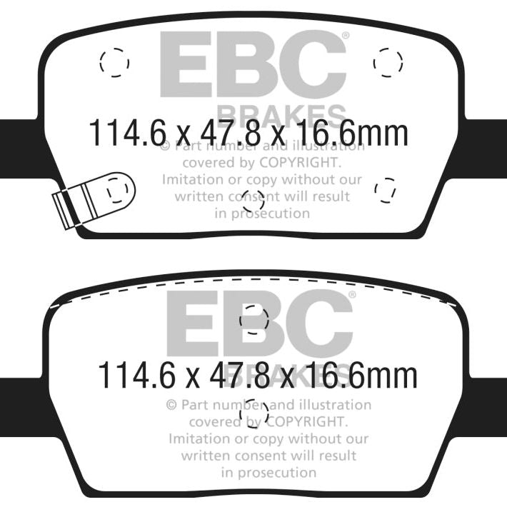 EBC 2016+ Cadillac CT6 2.0L Turbo Yellowstuff Rear Brake Pads - SMINKpower Performance Parts EBCDP43064R EBC